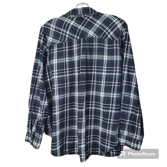 + D/c Jeans Penningtons black white plaid roll tab sleeves shirt - Picture 2 of 7